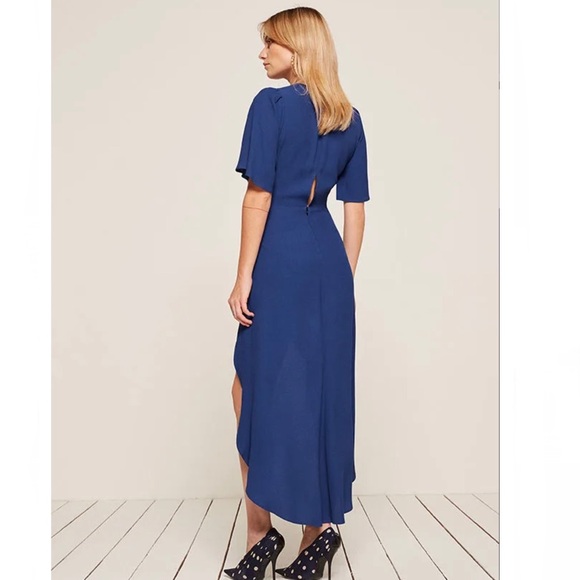 NEW REFORMATION BLUE SHORT SLEEVE MAXI DRESS - Picture 7 of 8